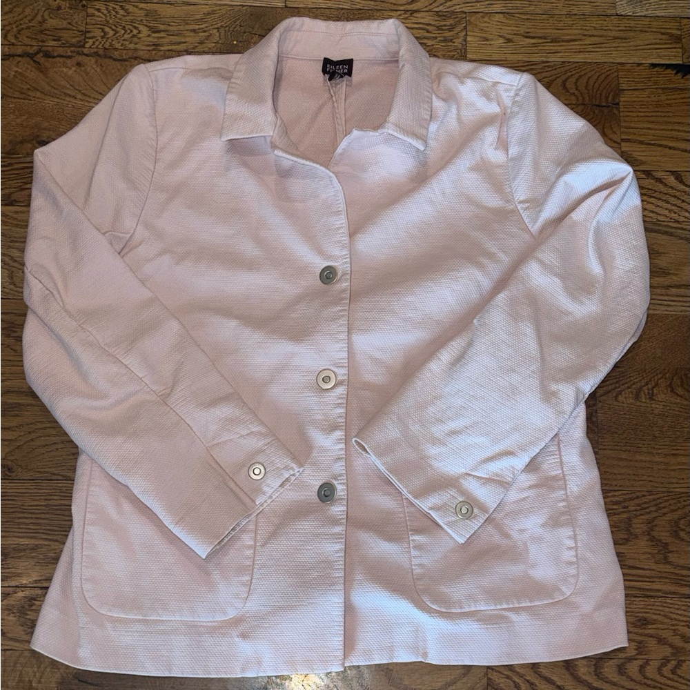 Eileen Fisher. Textured Pale Pink Jacket. Size Large.